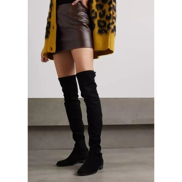 Stuart Weitzman Lowland Suede Over-the-knee Boots Black Women’ Size 5.5 M - Picture 1 of 15